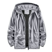 kpoplk Men's Lightweight Windbreaker Jacket Lightweight Rain Pullover for Hiking Golf Running Grey,4XL